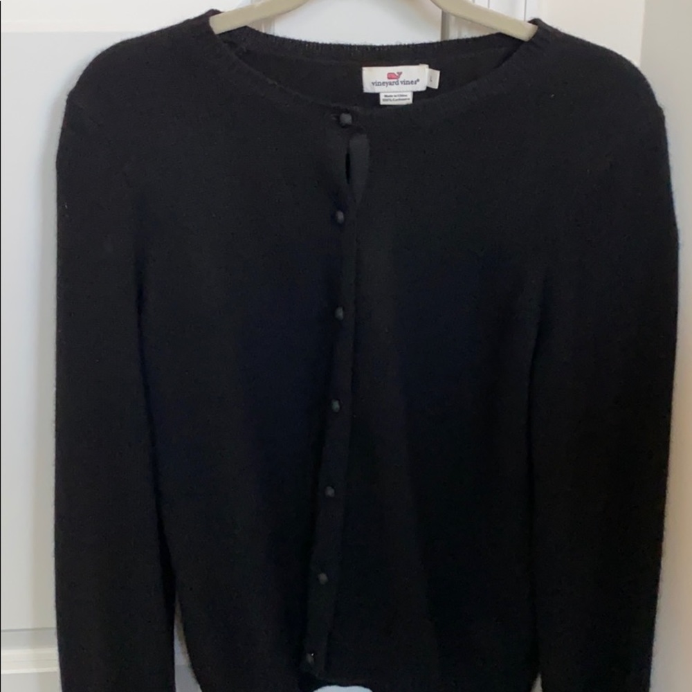 Vineyard Vines Black Cashmere Sweater, Size Lg